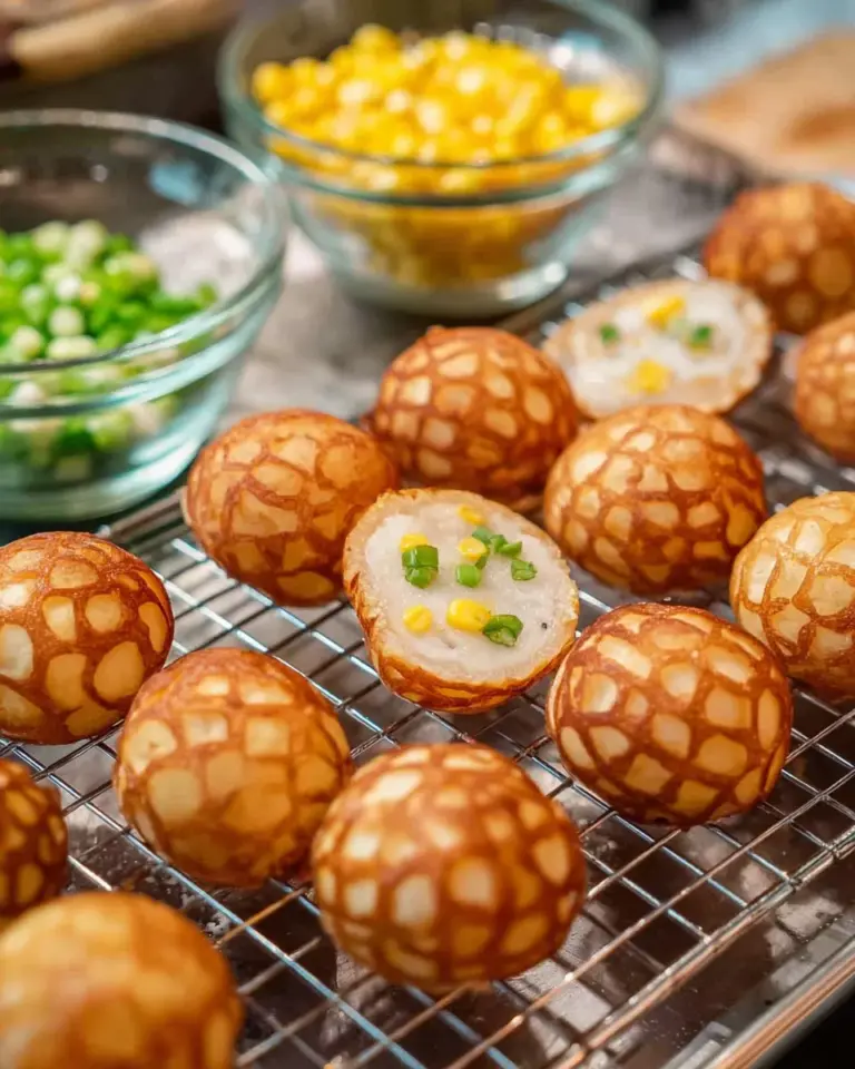 Thai Coconut Pancakes Kanom Krok served on a plate with toppings