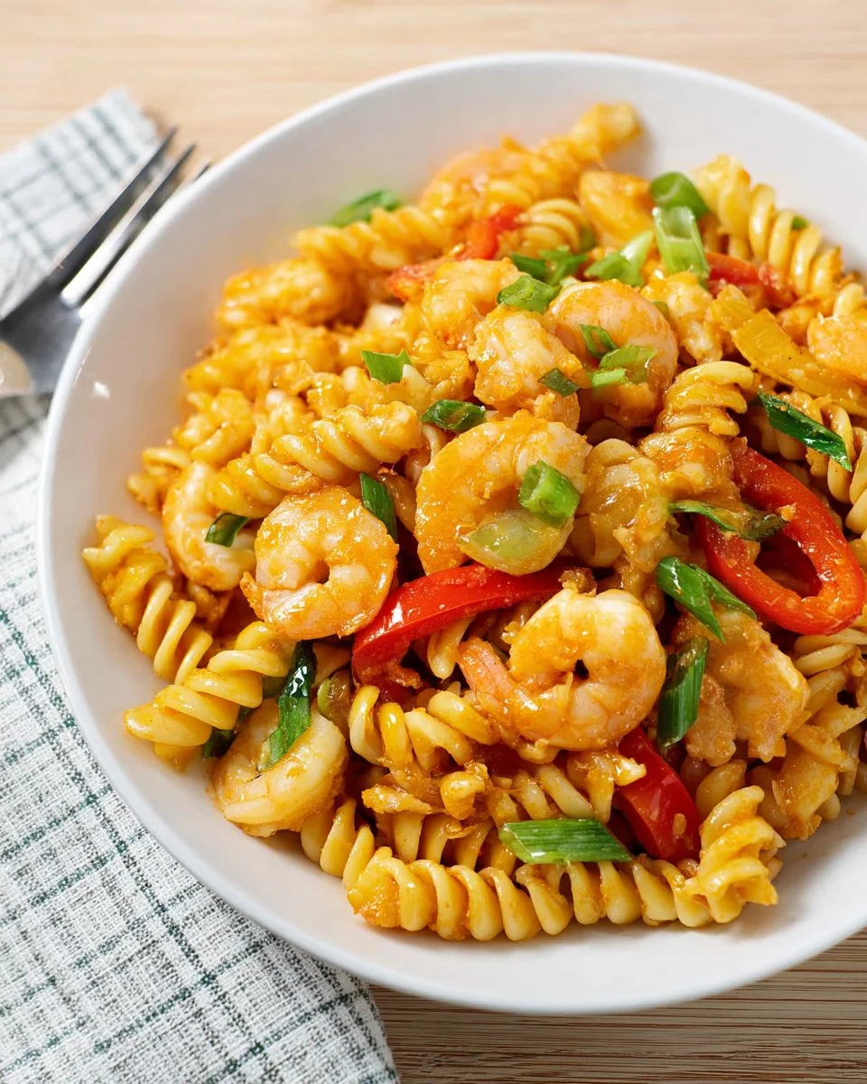 Delicious Thai Style Pasta Pad Macaroni served with fresh ingredients