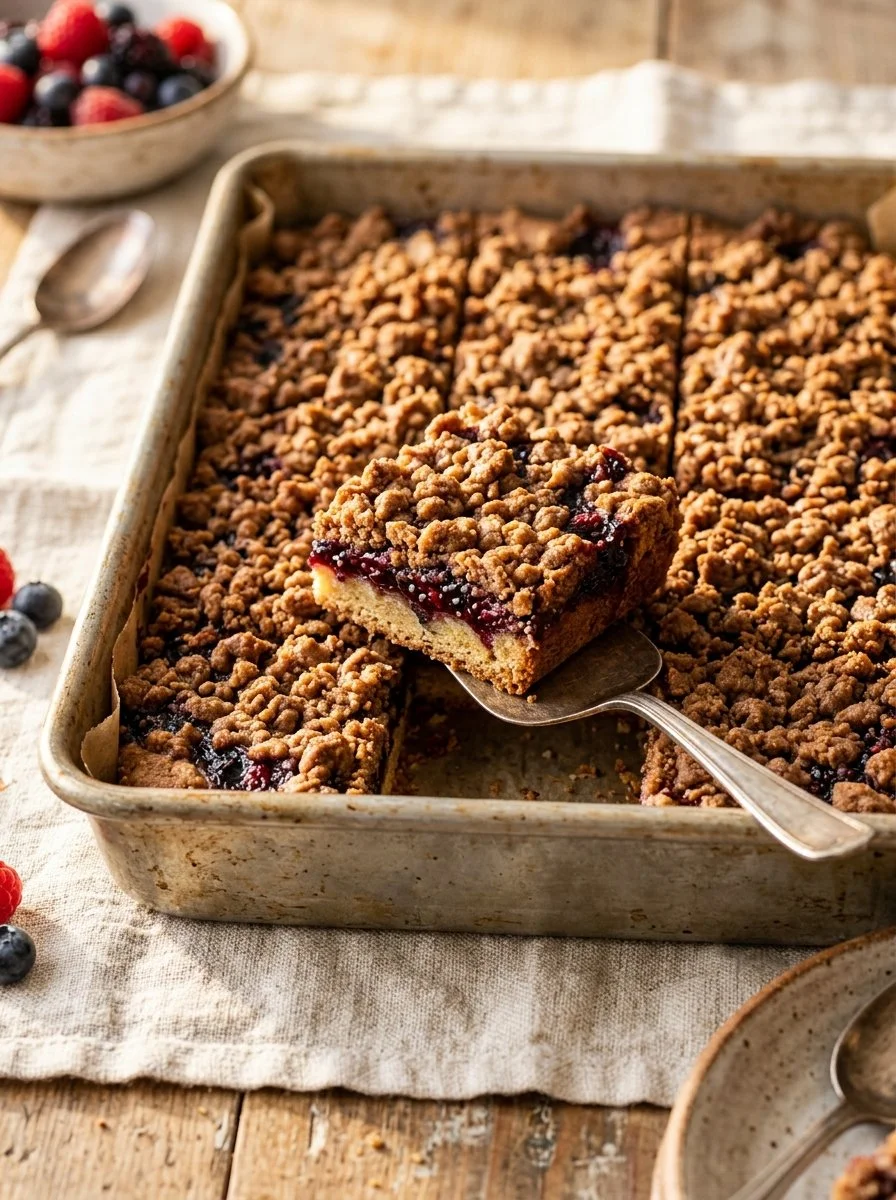 Slice of the best Paleo Coffee Cake topped with nuts and spices