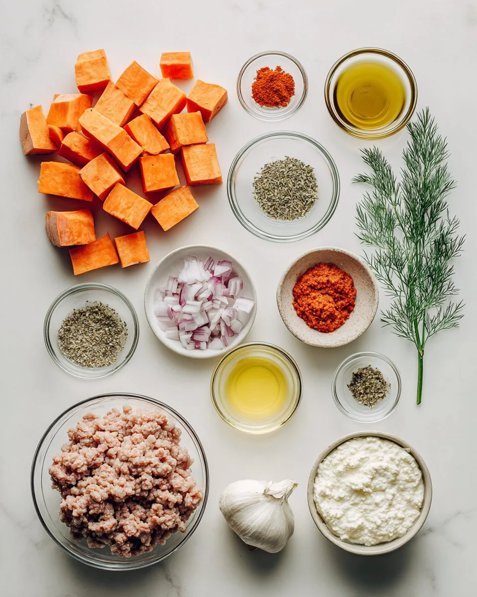 Turkey and Sweet Potato Bowl with Feta Sauce