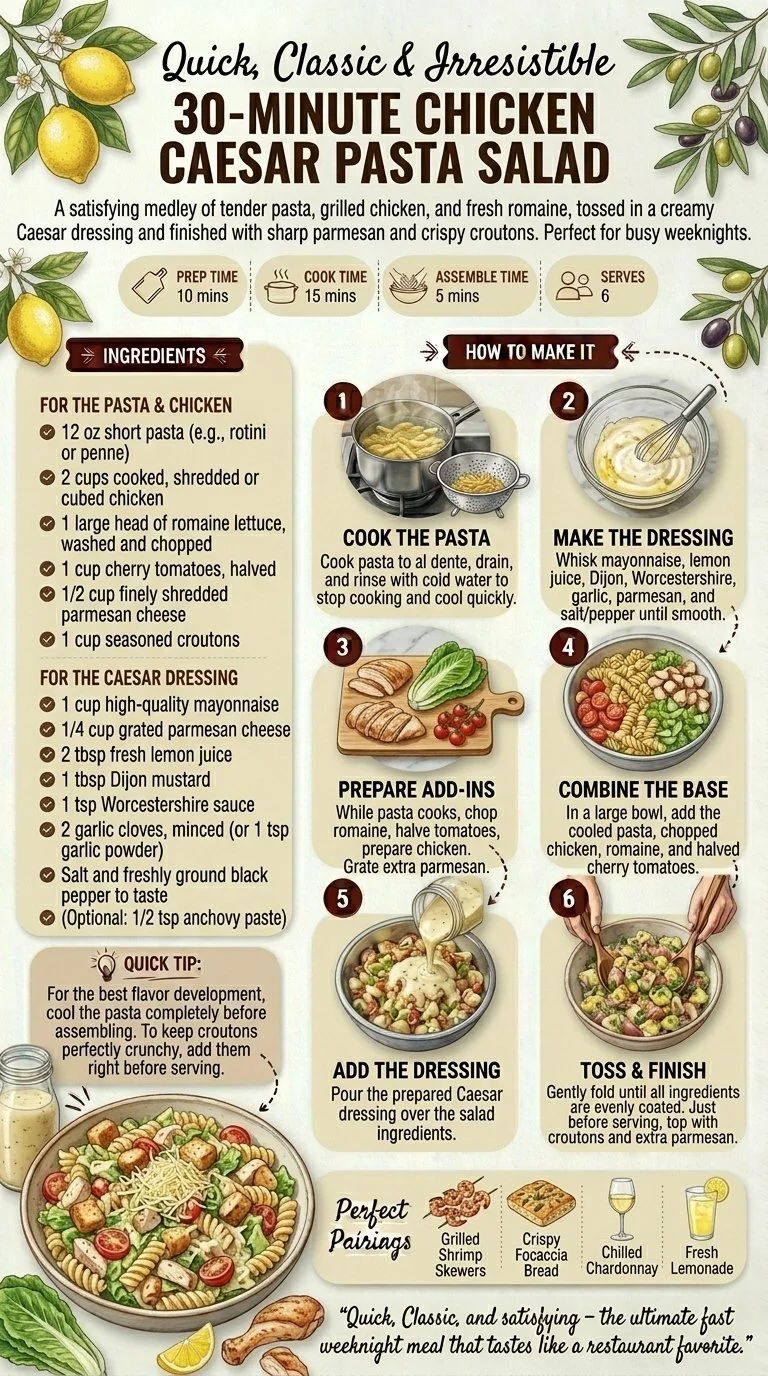 30-Minute Chicken Caesar Pasta Salad