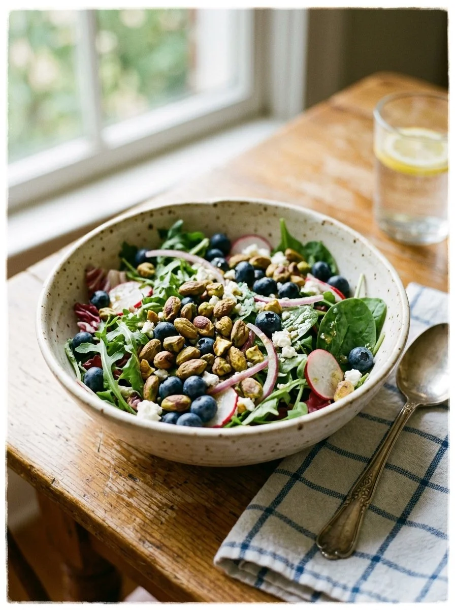 Blueberry Pistachio Spring Salad that Brightens Your Day
