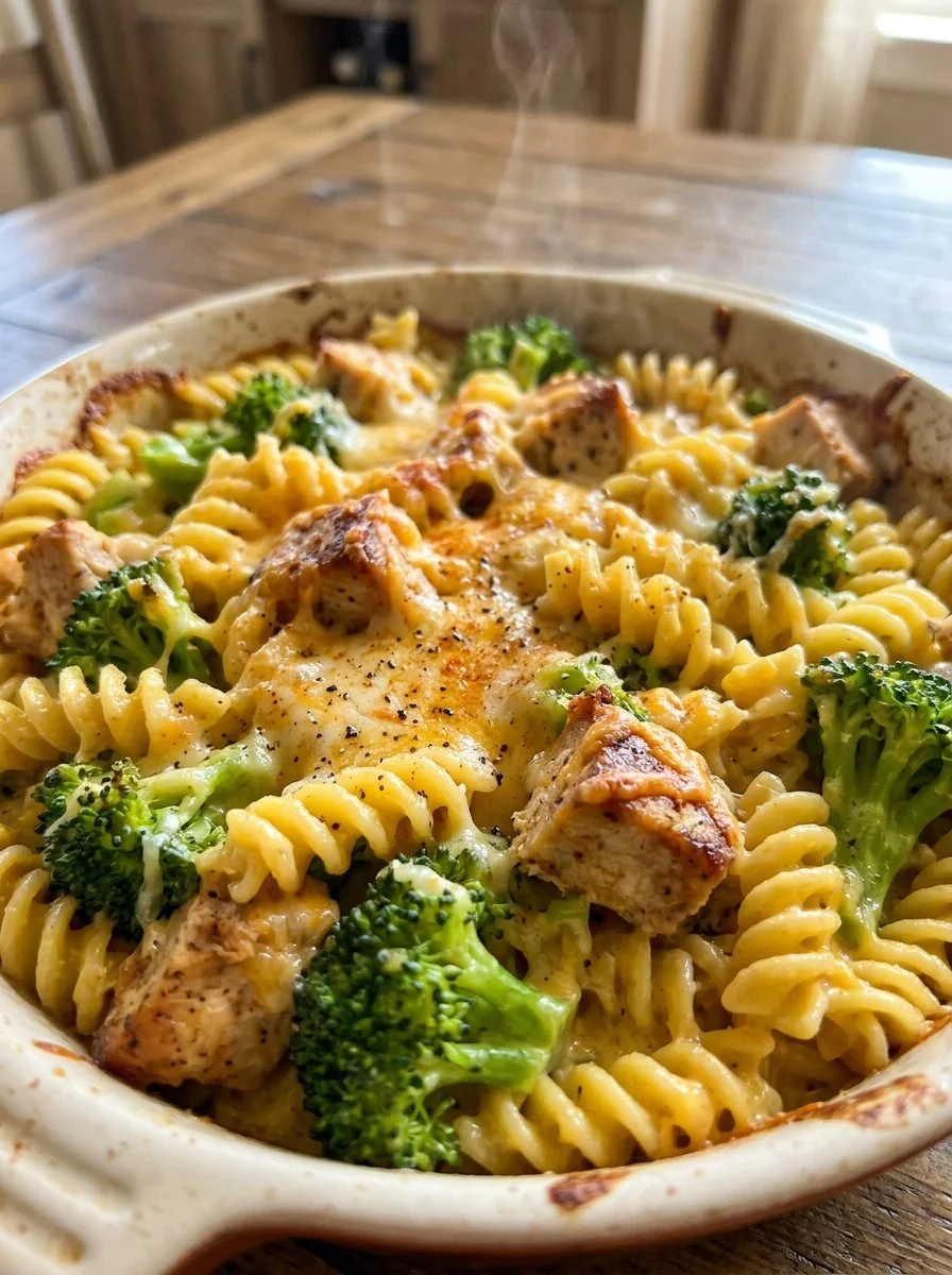 Cheesy Broccoli Chicken Noodle Casserole