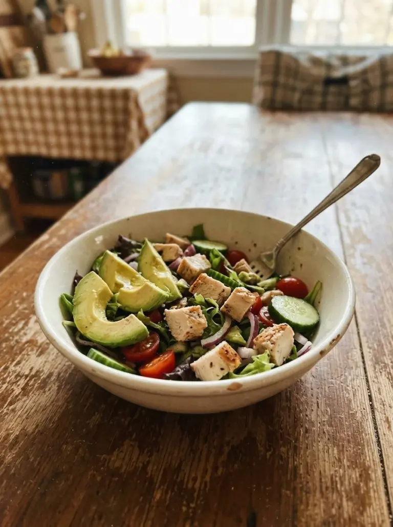 Delicious Chicken Avocado Salad with fresh ingredients