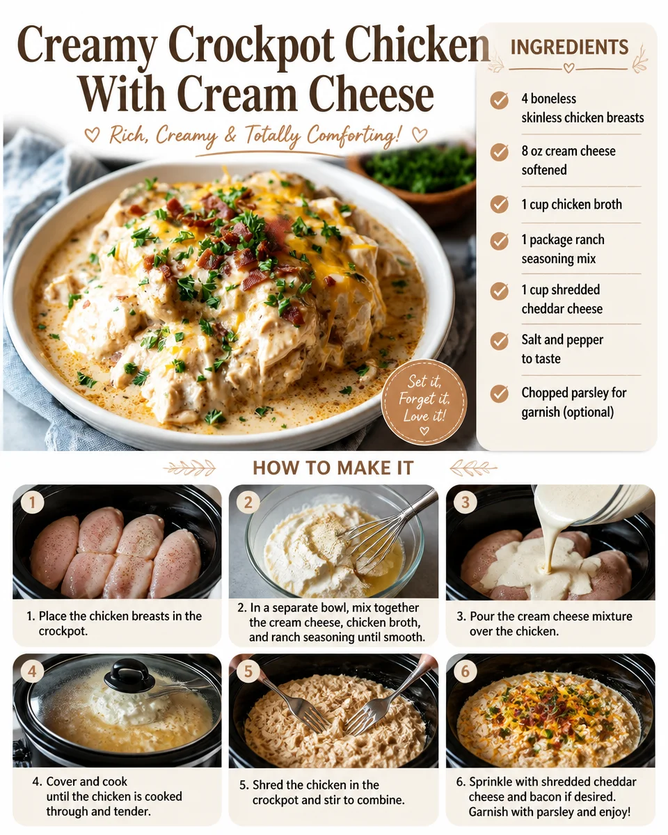 Creamy Crockpot Chicken With Cream Cheese
