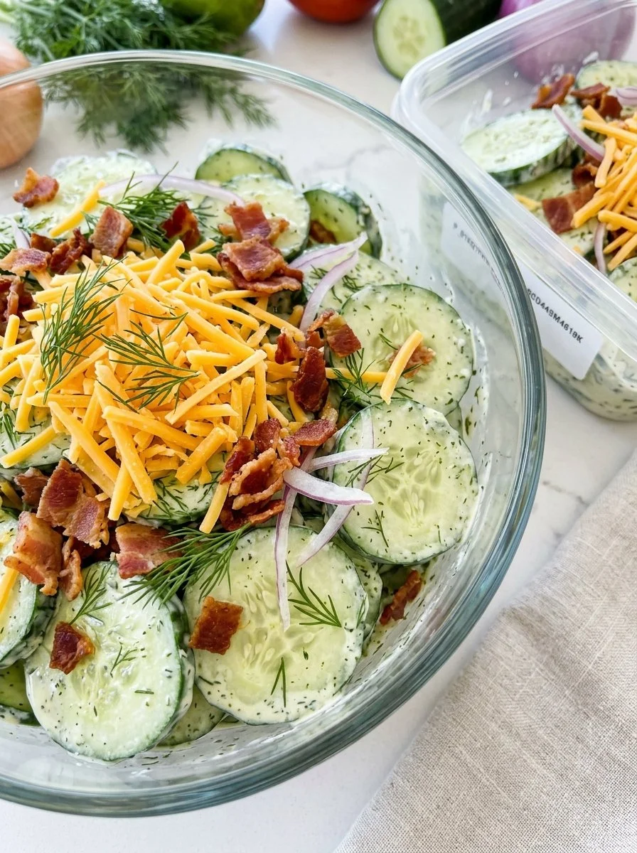 Creamy Cucumber Crack Salad with fresh cucumbers and a creamy dressing