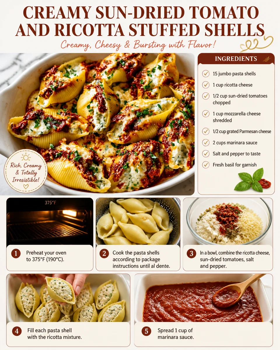 Creamy Sun-Dried Tomato and Ricotta Stuffed Shells