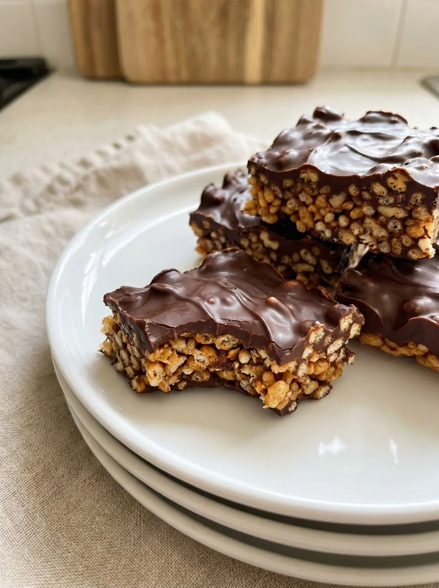 Fudgy crunchy no-bake magic dessert on a plate
