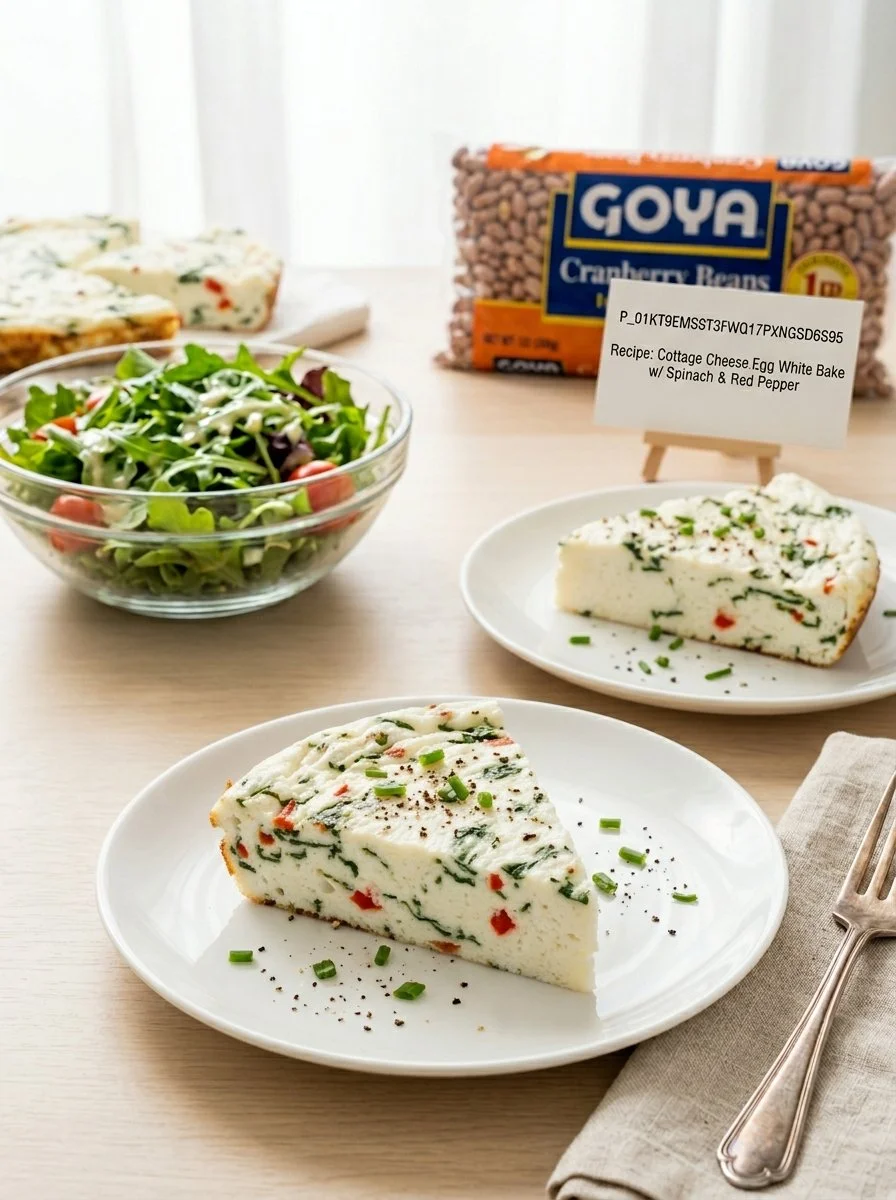 Healthy cottage cheese egg bake with vegetables and herbs