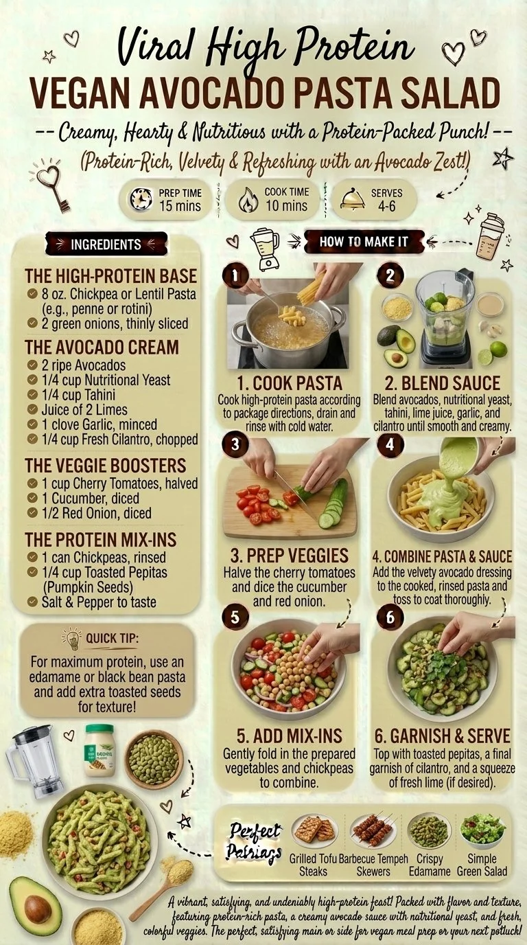 High Protein Vegan Avocado Pasta Salad