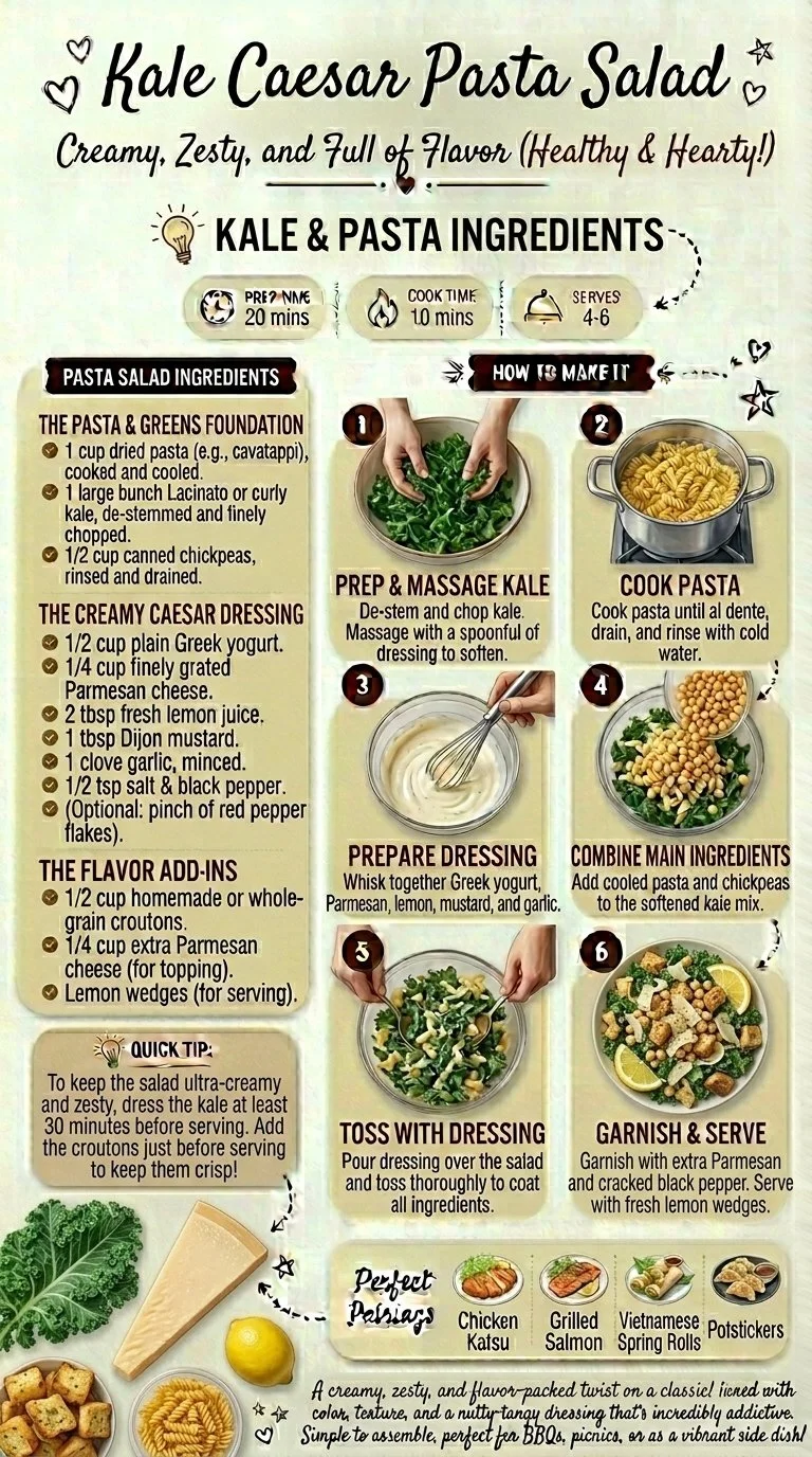 Kale Caesar Pasta Salad
