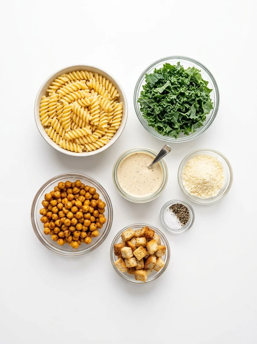 Kale Caesar Pasta Salad