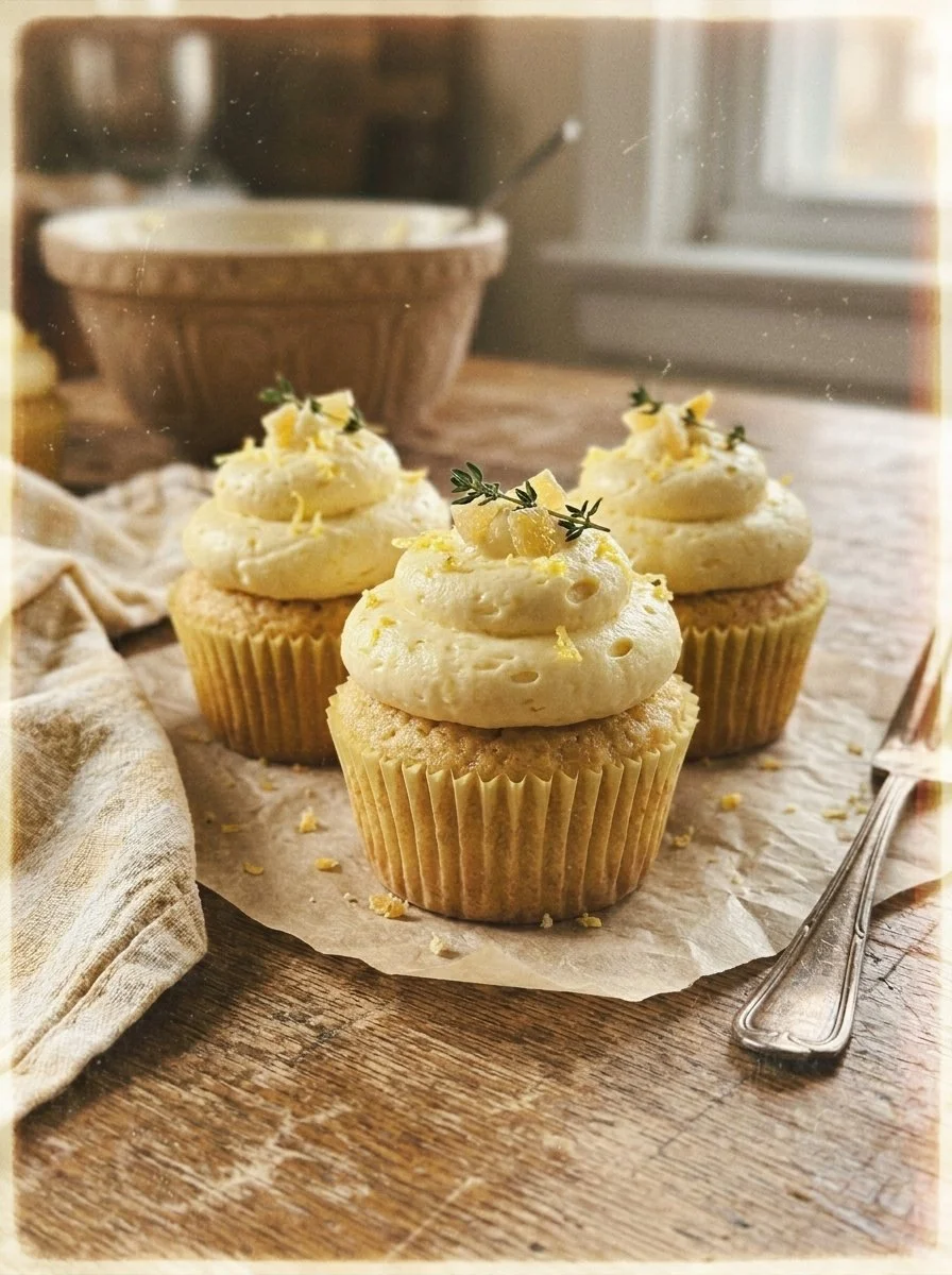 Lemon cupcakes topped with lemon buttercream, ready to be enjoyed.