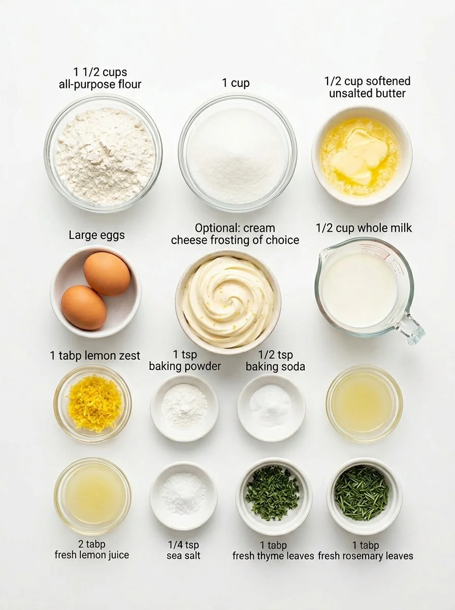 Lemon Thyme Rosemary Cupcakes