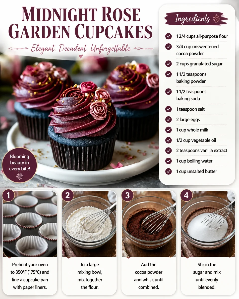 Midnight Rose Garden Cupcakes