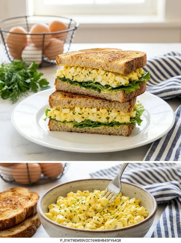 Quick 10-Minute Egg Salad Sandwich with fresh ingredients and creamy dressing