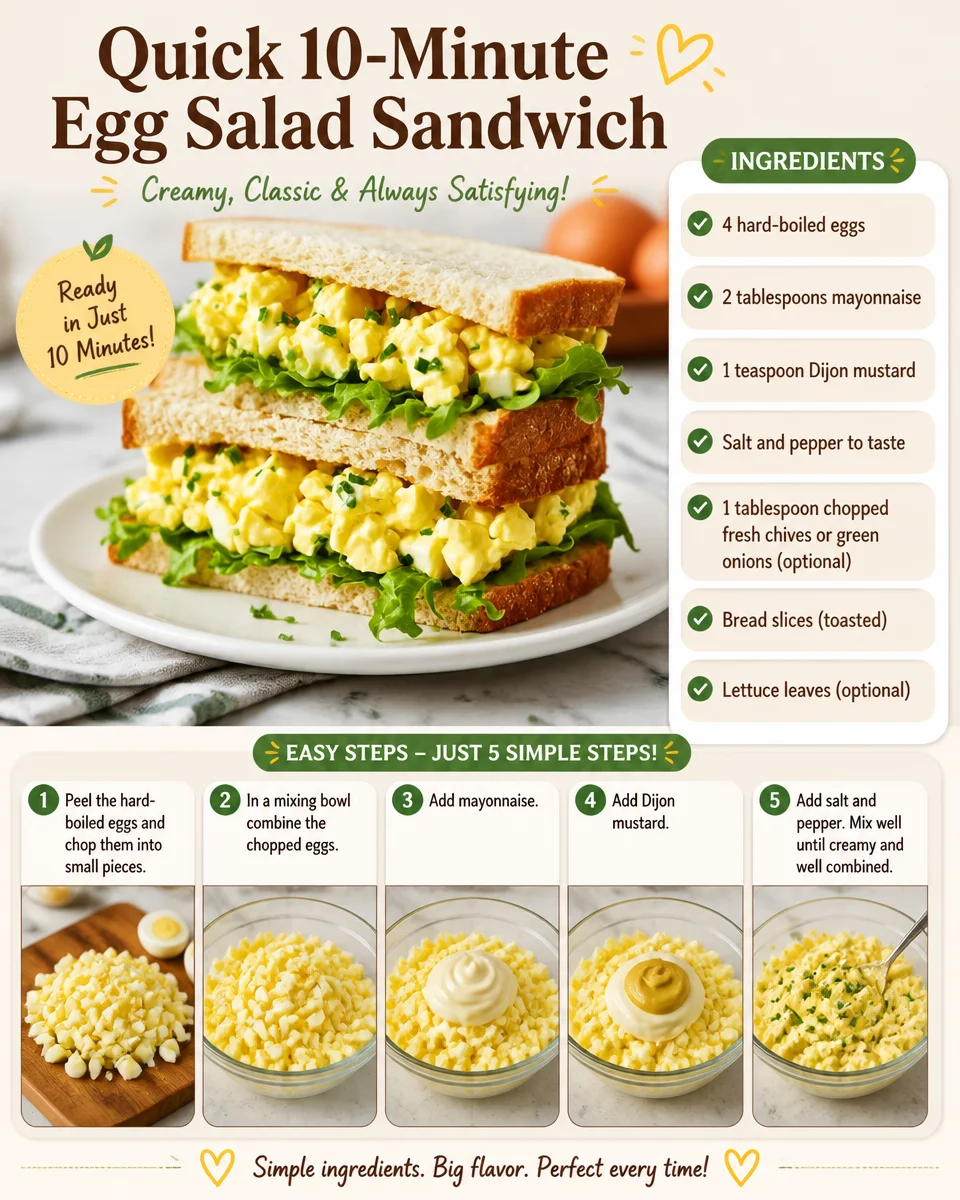 Quick 10-Minute Egg Salad Sandwich