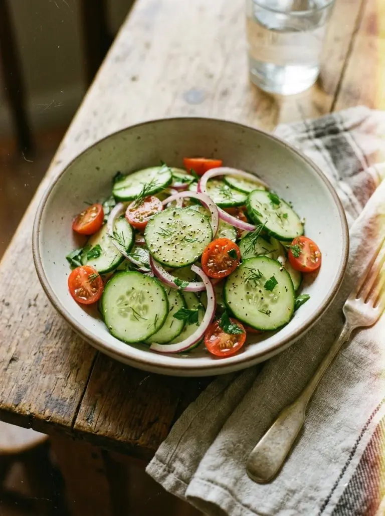 Refreshing Italian Cucumber Salad with cucumbers and fresh herbs