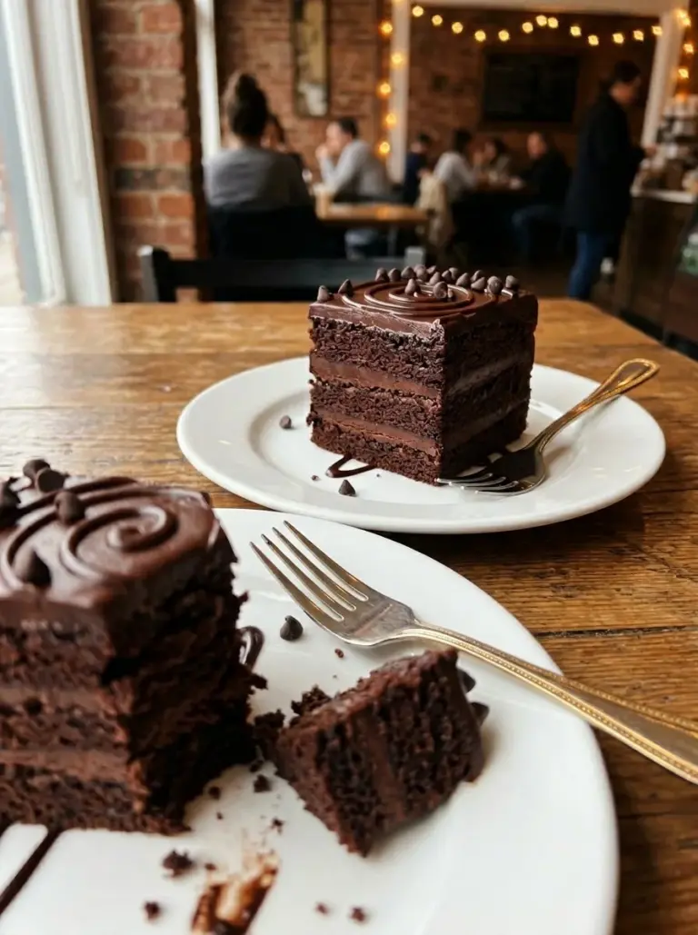 Delicious triple chocolate cake with layers of chocolate and creamy frosting