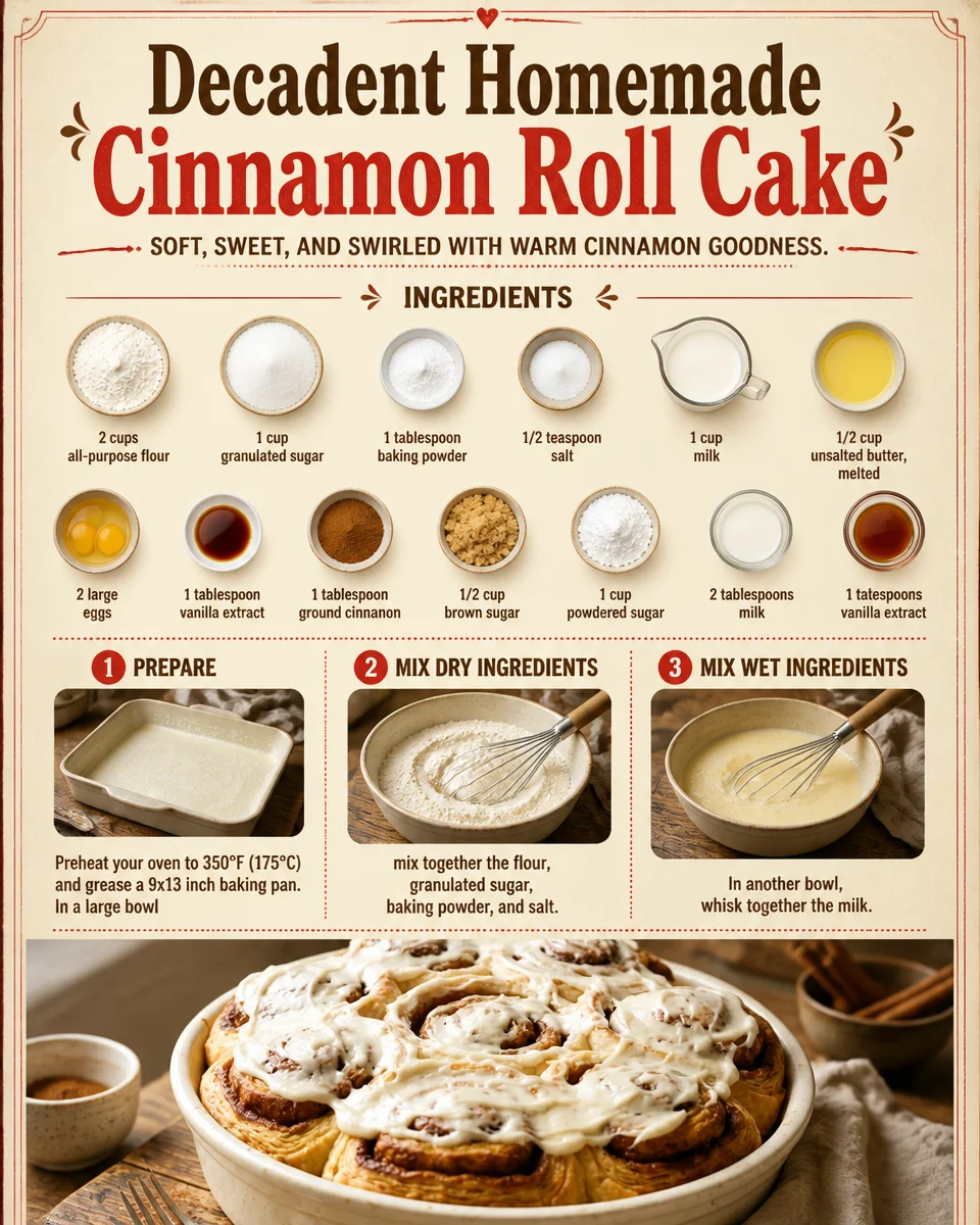 Decadent Homemade Cinnamon Roll Cake