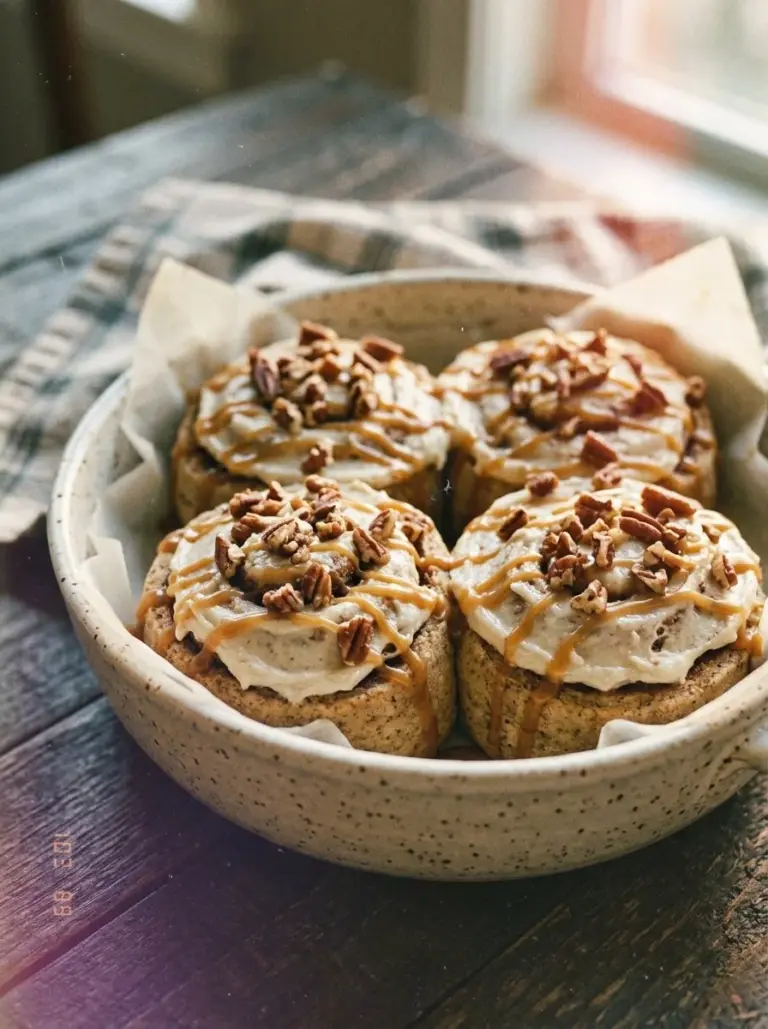 Delicious gluten free cinnamon rolls topped with icing and cinnamon