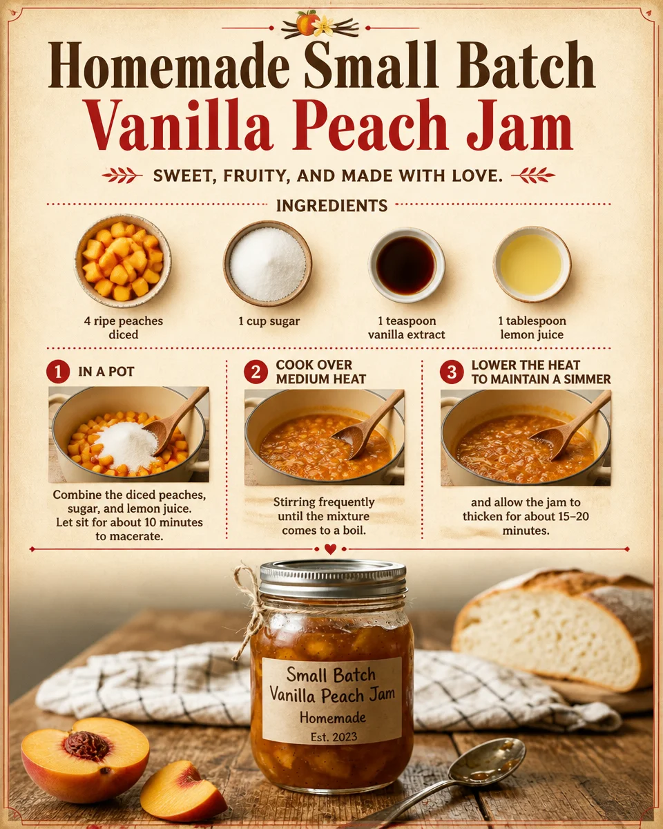 Homemade Small Batch Vanilla Peach Jam