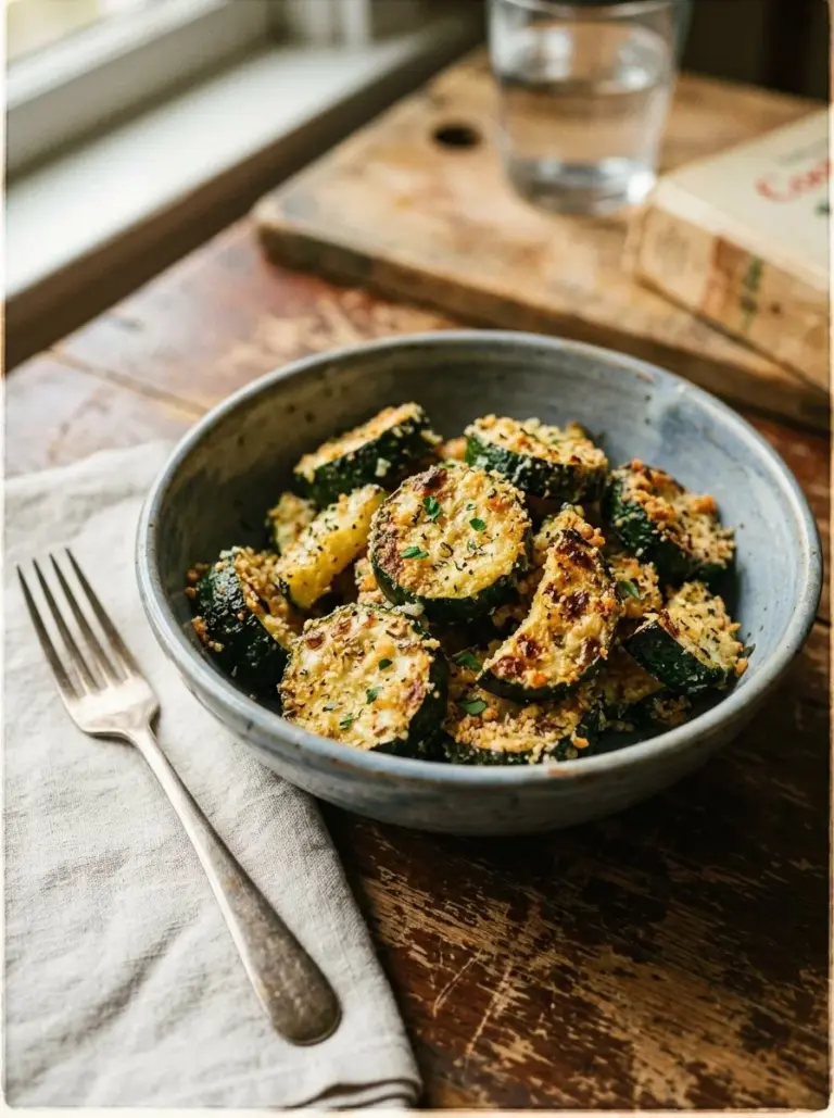 Roasted garlic parmesan zucchini on a baking tray
