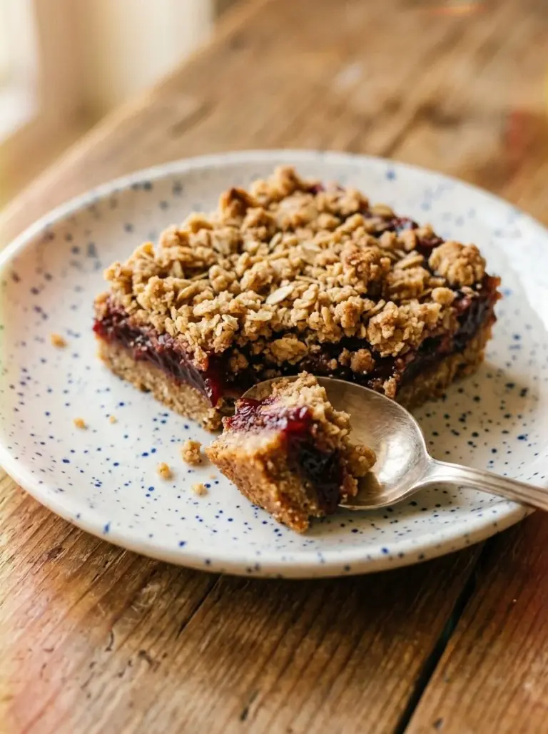Delicious plum crumble bars with a buttery topping and fresh plums.