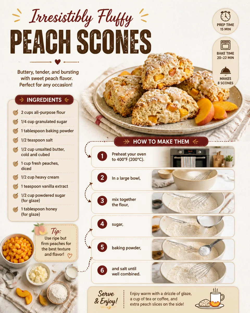 Irresistibly Fluffy Peach Scones
