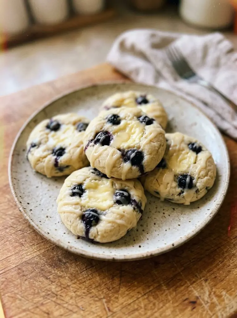 Lemon Blueberry Cheesecake Cookies featuring vibrant colors and a creamy texture.