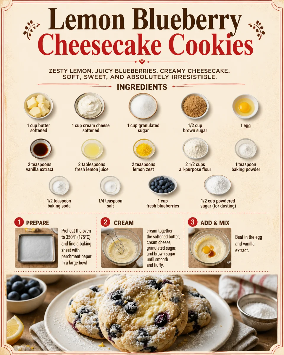 Lemon Blueberry Cheesecake Cookies