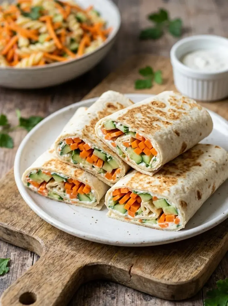 Colorful vegetable tortilla roll ups on a plate, perfect for healthy snacking.