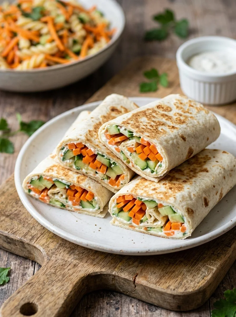 Colorful vegetable tortilla roll ups on a plate, perfect for healthy snacking.