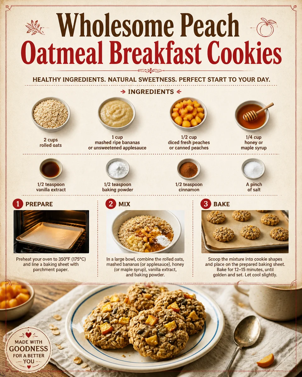 Wholesome Peach Oatmeal Breakfast Cookies